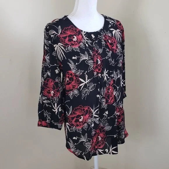 Deby Debo Saphir Floral Print Blouse Black Size Small - Picture 3 of 13